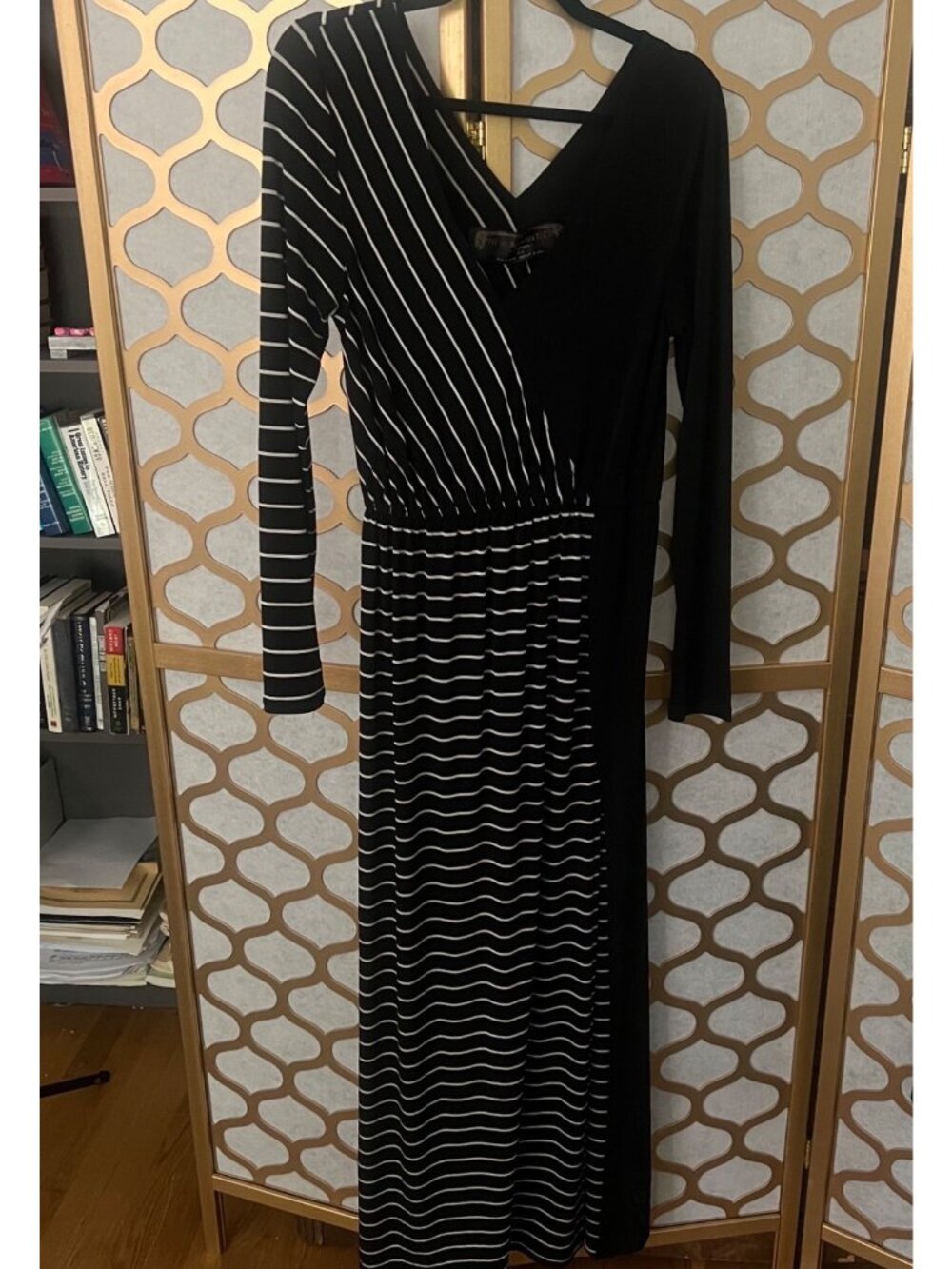 Whimsigoth New Romantics Free People M Black & White Striped Referee Maxi Dress - Picture 4 of 16
